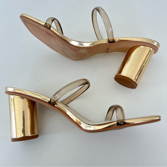 ♦️SOLD♦️DOLCE VITA Noles Gold w Clear Straps Open Toe Slides Slip On Heels Sanda - Picture 10 of 16